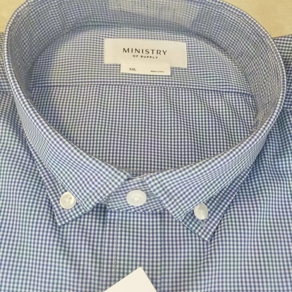 MINISTRY OF SUPPLY Gemini Woven Shirt Mens Size XXL Standard Blue NWT $125 - Picture 5 of 11